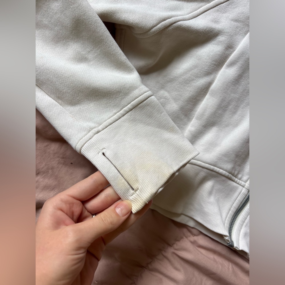 Lululemon Scuba Full Zip-Up Cropped Hoodie in Bone - Picture 9 of 11
